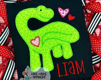 Dino Hearts Zig Zag Stitch Applique Design 5x7 6x10 8x8 8x12 9x9