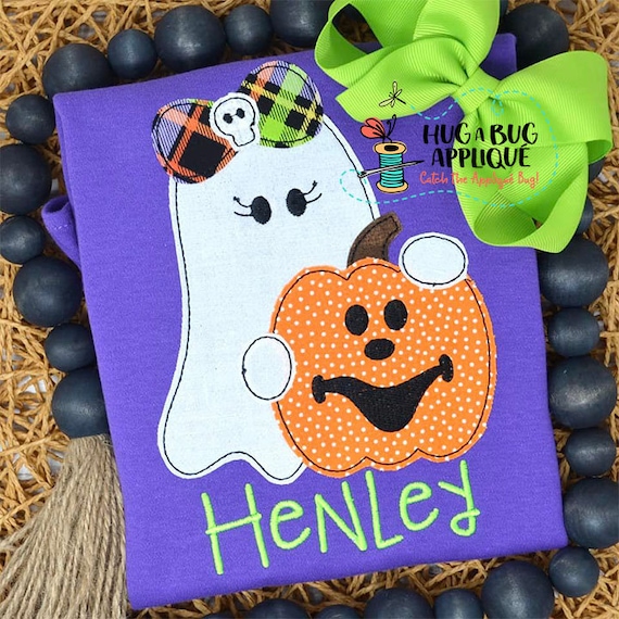 Ghost Bow Jack Bean Stitch Applique Design 5x7 6x10 8x8 8x12 9x9