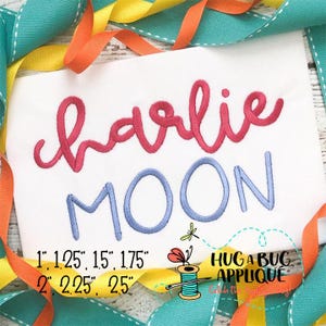 Charlie Moon Satin Stitch Embroidery Font 1&quot; 1.25&quot; 1.5&quot; 1.75&quot; 2&quot; 2.25&quot; 2.5&quot;