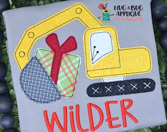 Motif appliqué « Excavatrice » (point de haricot) - 5x7, 6x10, 8x8, 8x12, 9x9