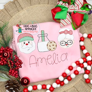 Claus Milk Cookie Trio Sketch Stitch Embroidery Design 5x7 6x10 8x8 8x12 9x9