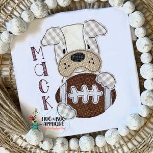 Bulldog Football Bean Stitch Applique Design 5x7 6x10 8x8 8x12 9x9