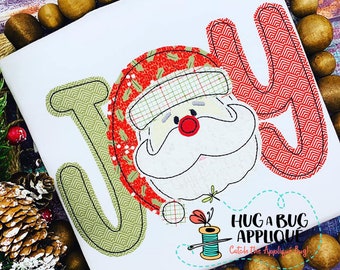 Joy Santa Bean Stitch Applikation Design 5x7 6x10 8x8 8x12 9x9