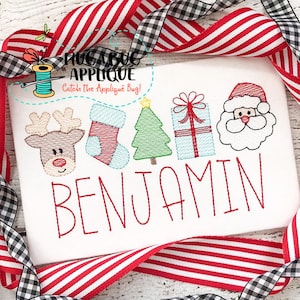 Weihnachts Junge Set Sketch Stitch Stickmuster 5x7 6x10 8x8 8x12 9x9