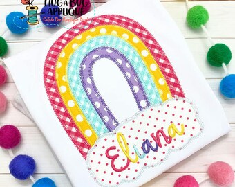 Tall Rainbow Zig Zag Stitch Applique Design 5x7 6x10 8x8 8x12