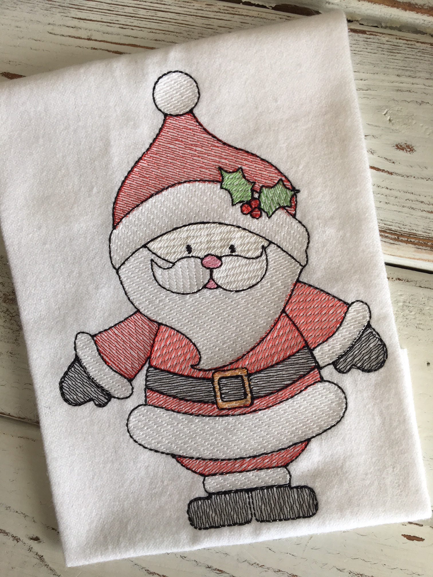 Santa Filled Sketch Christmas Embroidery Design 5x7 6x10 Santa Filled Sketch Christmas Embroidery Design 5x7 6x10