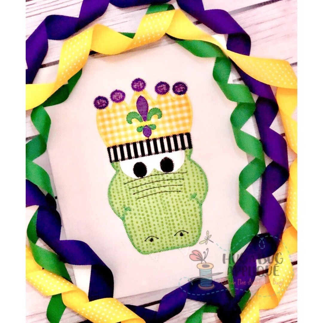 Alligator Crown Zig Zag Stitch Applique Design 5x7 6x10 8x8 9x9 8x12 Etsy