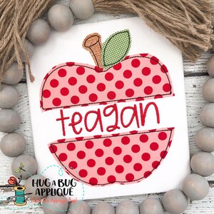 Split Apple Bean Stitch Applique Design 4x4 5x7 6x10 8x8 9x9 8x12