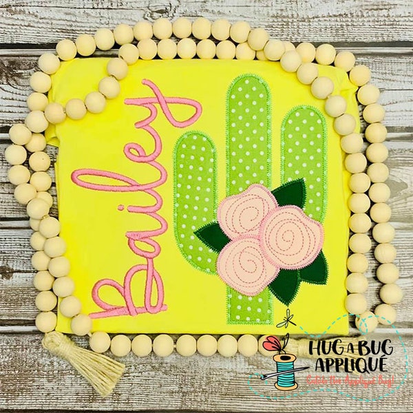 Cactus Flowers Zig Zag Stitch Applique Design 5x7 6x10 8x8 8x12