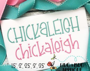 Fonte de bordado em ponto cetim Chickaleigh 1,5" 2" 2,5" 3,0" 3,5"