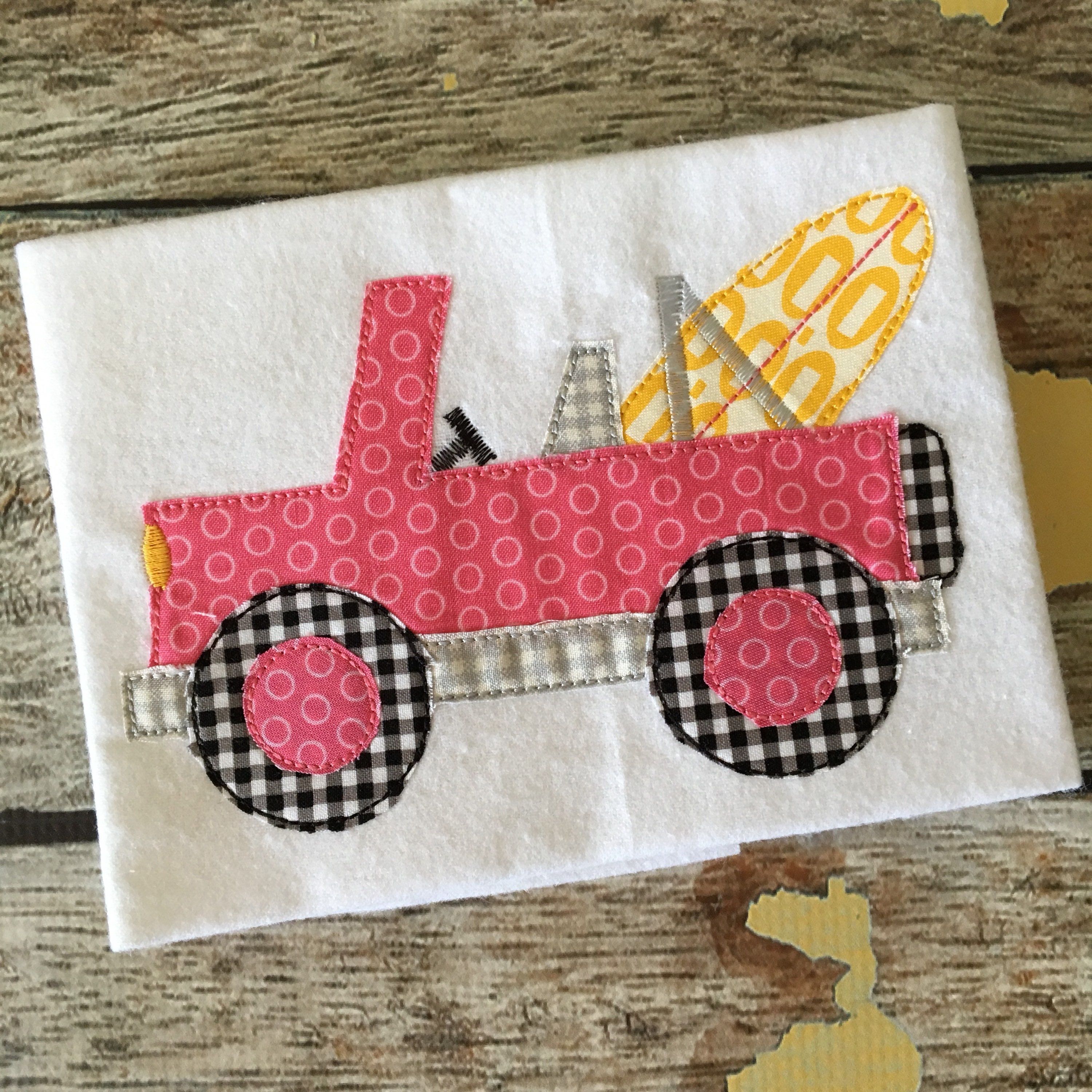 Jeep Surfboard Summer Bean Stitch Applique Embroidery Design - Etsy