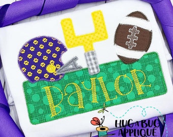 Football Trio Box Zig Zag Stitch Applique Design 5x7 6x10 8x8 9x9 8x12