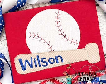 Motif d'appliqué en point zigzag représentant une batte de baseball (5x7, 6x6, 7x7, 8x8, 9x9 pouces).