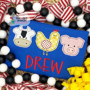 Cow Chicken Pig Bean Stitch Applique Design 5x7 6x10 8x8 8x12 9x9