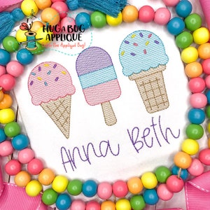 Frozen Treat Trio Sketch Stitch Embroidery Design 5x7 6x10 8x8 8x12