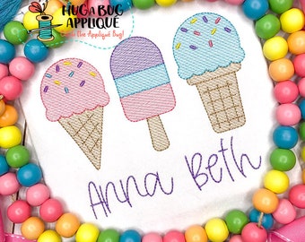 Frozen Treat Trio Sketch Stitch Embroidery Design 5x7 6x10 8x8 8x12