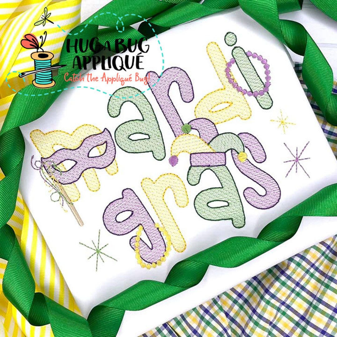 Mardi Gras Fun Sketch Stitch Embroidery Design 5x7 6x10 8x8 8x12 - Etsy