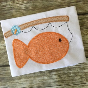 Fishing Pole Zig Zag Stitch Applique Embroidery Design 5x7 6x10 8x8 8x12