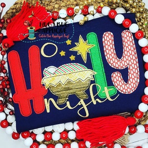 Holy Night Bean Stitch Applique Design 5x7 6x10 8x8 8x12 9x9