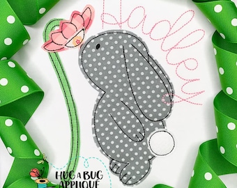 Bunny Daisy Bean Stitch Applique Diseño 5x7 6x10 8x8 8x12