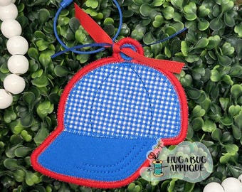 Baseball Hat Bag Tag In the Hoop Applique Design 4" 4.5" 5" 5.5" 6"