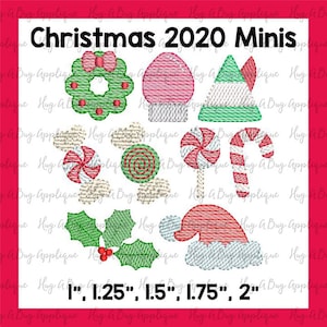 Julen 2020 Minis Set Skissbroderimönster 2,5 cm, 3,5 cm, 4,5 cm, 4,5 cm