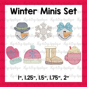 Vinterminiset skissbroderimönster 2,5 cm, 3,5 cm, 4,5 cm, 4,5 cm