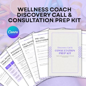 Discovery Call Template & Client Consultation Prep Kit | Editable Coaching Call Script and Notes | Canva Printable for Wellness Coaches