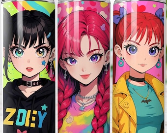 Kpop Demon Hunters Tumbler Wrap, Huntrix 20oz Skinny Tumbler Sublimation (Digital Download)