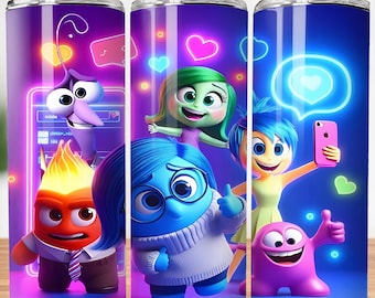 3D Inside Out 2 Tumbler Wrap, Sublimation Design (Digital Download)