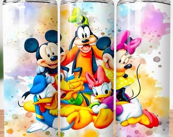 Watercolor Mickey Mouse Tumbler Wrap: 20oz Skinny Sublimation Design (PNG Digital Download)