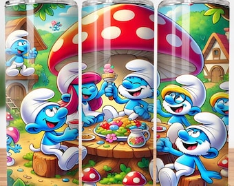 Cartoon Smurfs 20oz Tumbler Wrap – Blue Character Design (Digital Download)