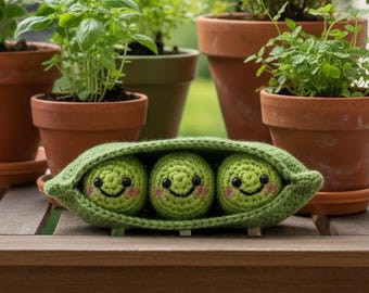 Peas in a Pod Crochet Pattern | Amigurumi Vegetable Toy Guide (Digital Download)
