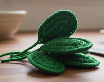 Spinach Amigurumi Crochet Pattern: Play Food Vegetable Leaf (Digital Download)