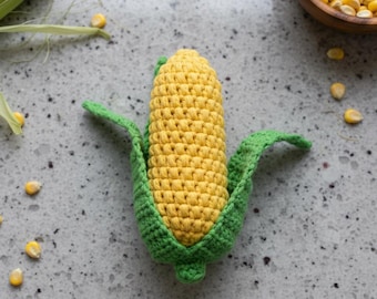 Crochet Corn Toy Pattern – Vegetable food play PDF (Instant Download)