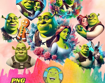 Shrek Clipart PNG Bundle: Birthday Party & Cricut Designs (Digital Download, SVG/PNG