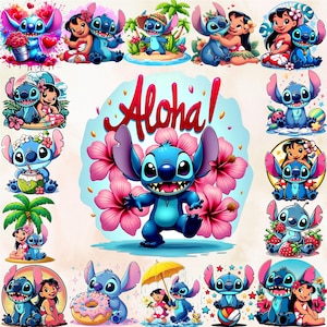 Lilo and Stitch Watercolor Clipart, Lilo & Stitch Clipart, Cute Lilo PNG, Stitch PNG, Angel PNG, Hand drawn Stitch Lilo, Watercolor Cliparts