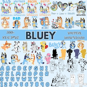 Blue Dog Svg Bundle, Blue Dog Family, Blue Dog Birthday Png, Blue Dog Friends Bundle Png, Blue Dog Print Digital Download