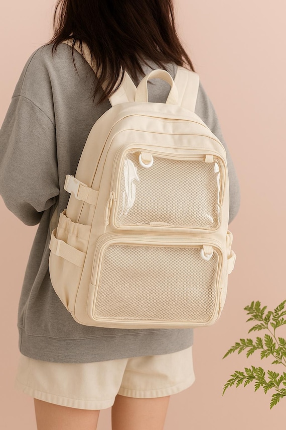 clear mini backpack ita HFPPXHSY Bag Pin Display Japanese Kawaii Casual for Travle Cosplay with Insert (White) : Clothing, Shoes & Jewelry Mini Backpack Clear Window Ita