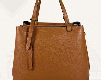 Brown Italian Leather Tote Bag Handmade in Florence for Women