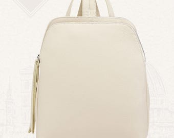 White Italian Leather Backpack Handmade in Florence for Women