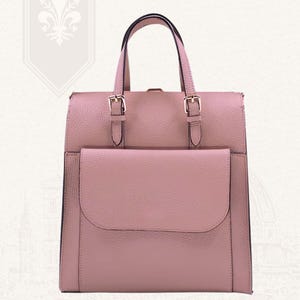 Antique Pink Italian Leather Bag Transforms To Backpack Purse Handmade in Florence for Women