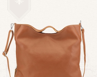 Bolsa grande de couro italiana marrom feita à mão em Florença para mulheres