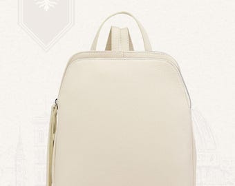 White Italian Leather Backpack Handmade in Florence for Women