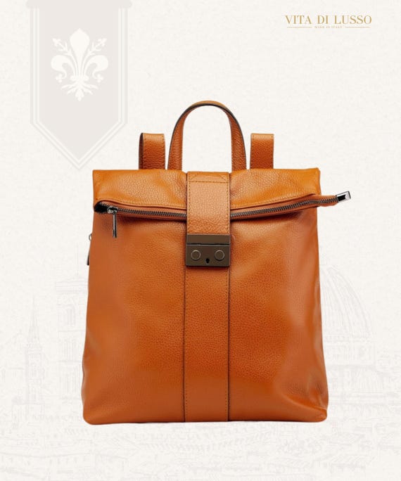brown italian leather backpack Brown Italian Leather Backpack Handmade in Florence for Women