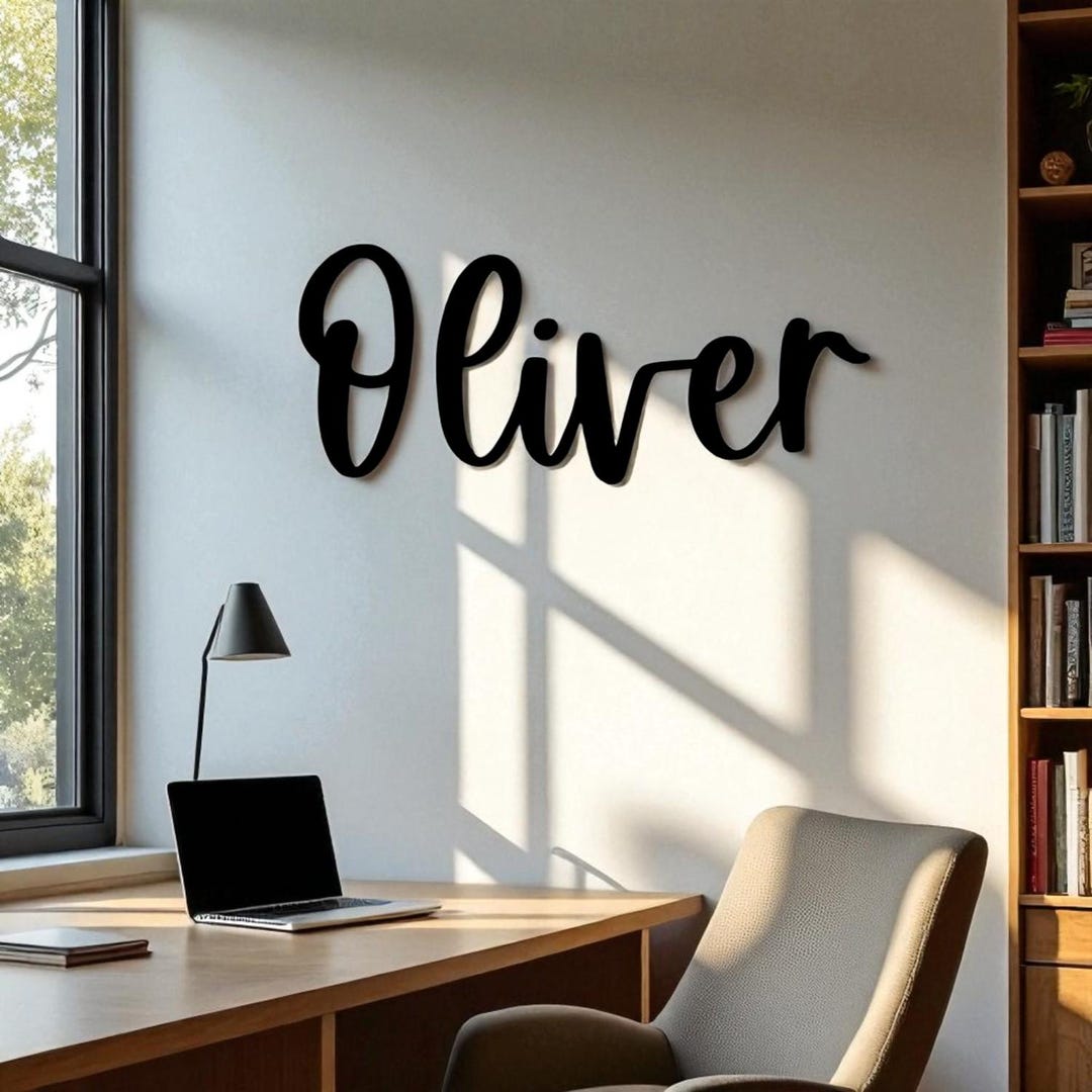 Wall Script Name Plaque – Acrylic and Wood Bedroom Decor, Personalized ...