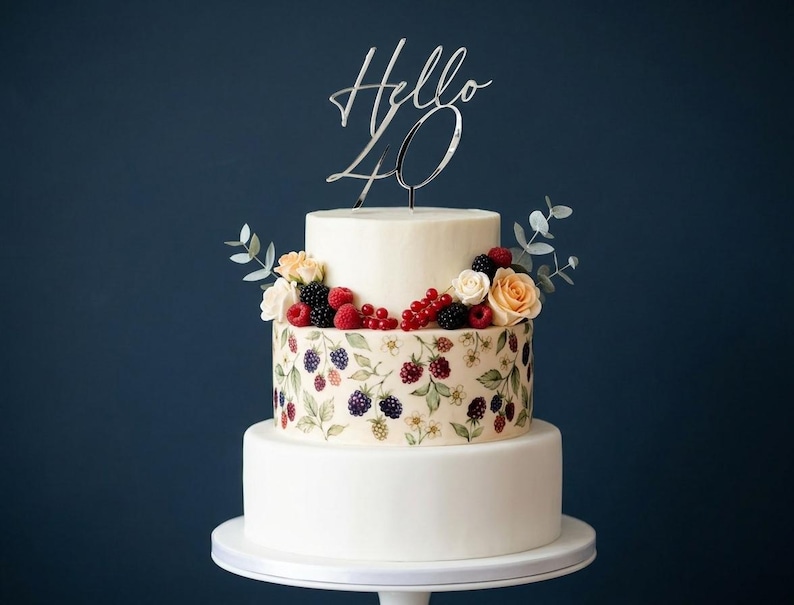 Hello 30 Cake Topper, Fortieth Birthday Celebration, 50th Birthday Cake ...