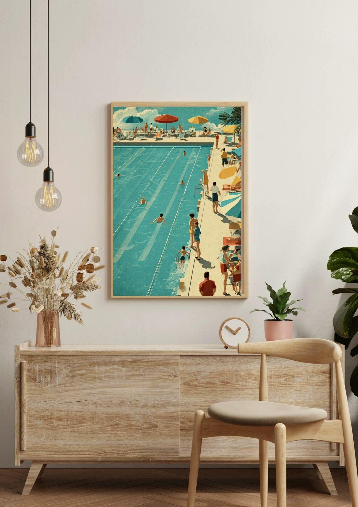 Retro Swimming Pool Print | Mid-century Modern Summer Wall Art - Etsy