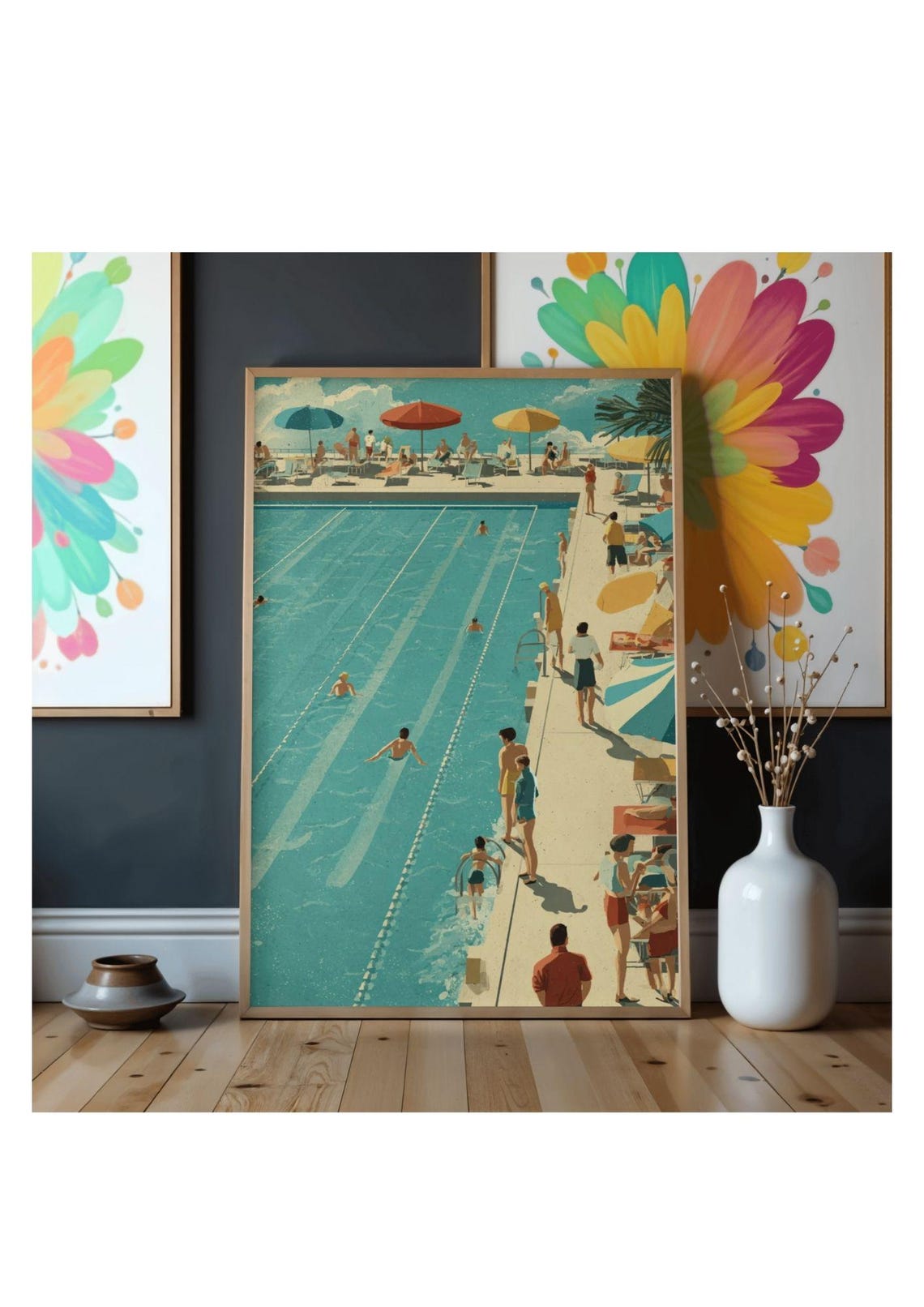 Retro Swimming Pool Print | Mid-century Modern Summer Wall Art - Etsy