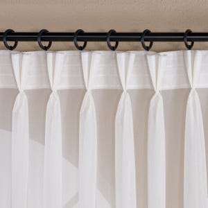 Pinch Pleat Sheer Linen Curtains, Custom Drapes, 6 Colors, Rod Pocket, Grommet, Back Tab, Hooks & Curtain Track for Living Room, Bedroom